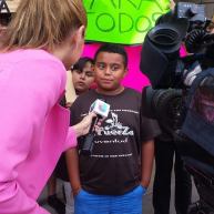 boy with reporter